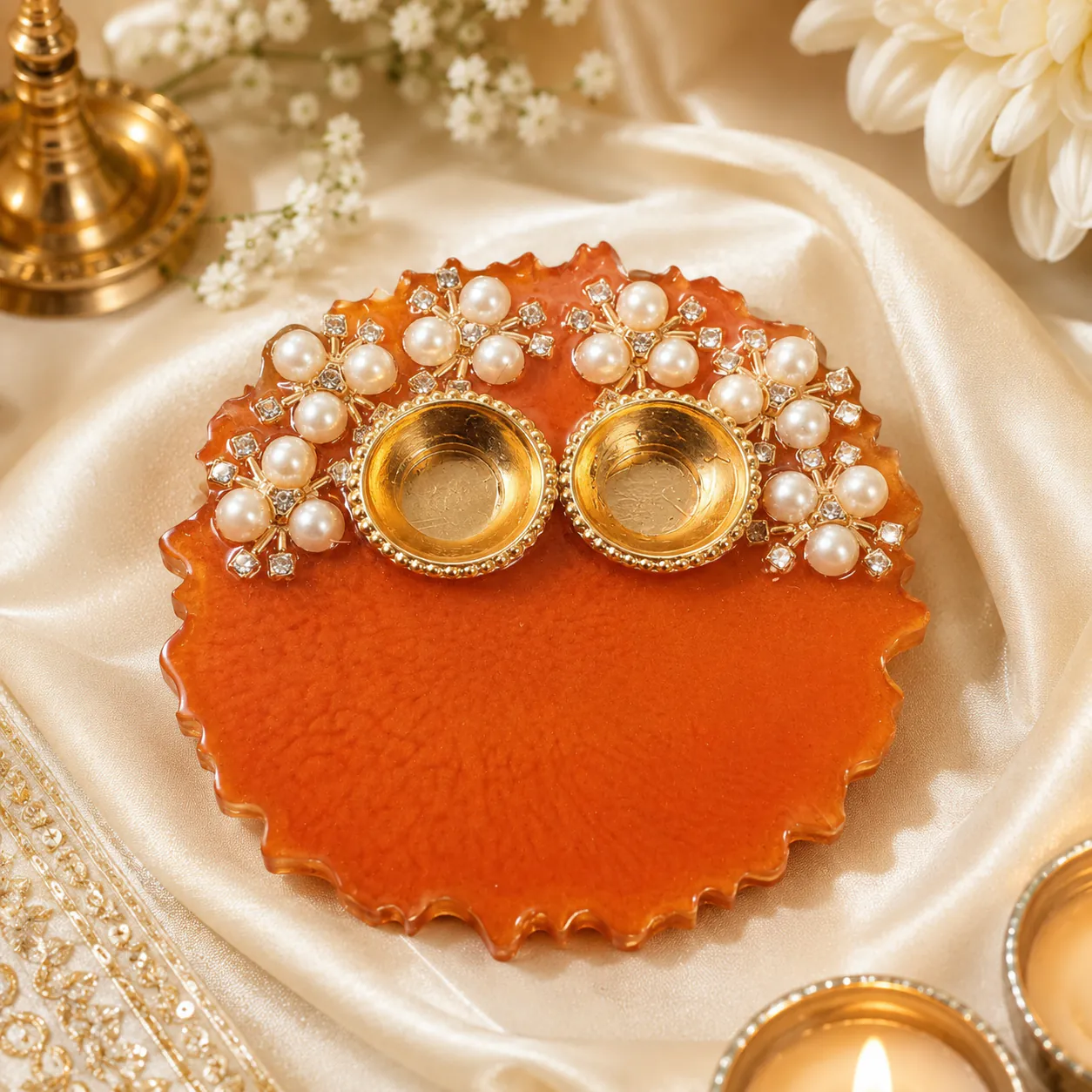 Pearl Diya Holder