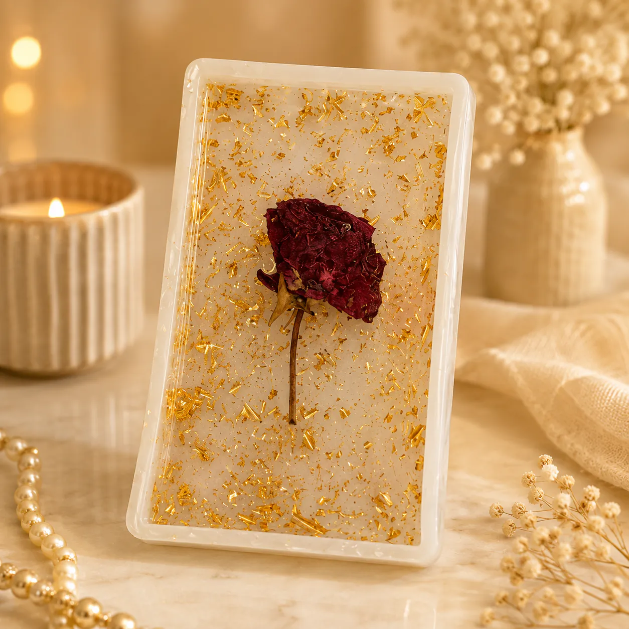 Pressed Rose Resin Frame